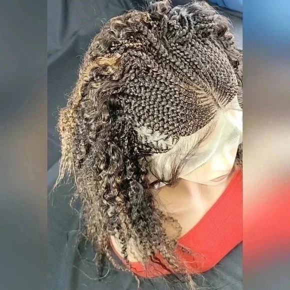 Braided wigs  100% handmade, short afro wig, stunning , colored wig, box… - Picture 10 of 17